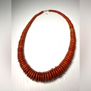 Red Jasper Graduated Disc Beaded Necklace
